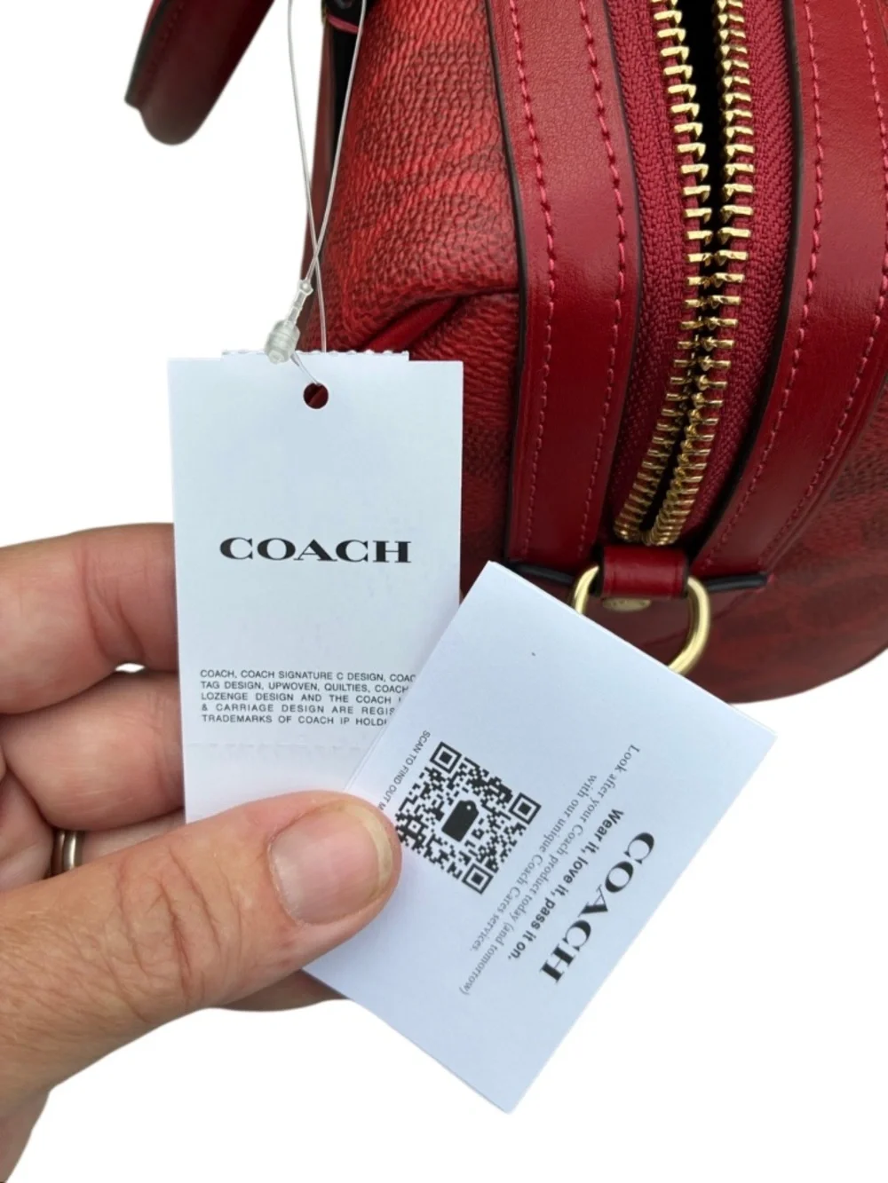 Coach Rowan Satchel Bag In Signature Canvas Crimson Red Purse
